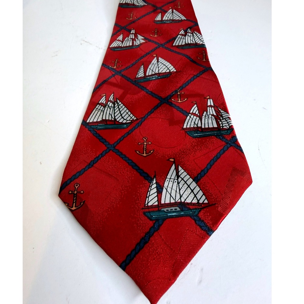 Captain‎ of My Heart Sailboat Anchor Necktie Red Nautical Tie Thinking of You